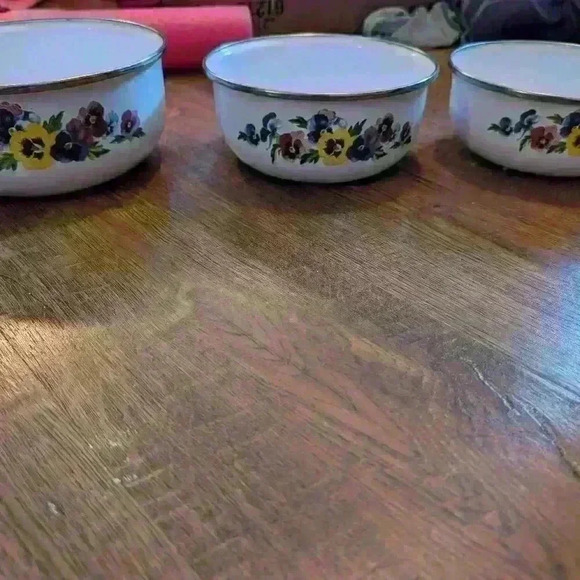 Vintage GMI violet enamel nesting bowls - Picture 1 of 3